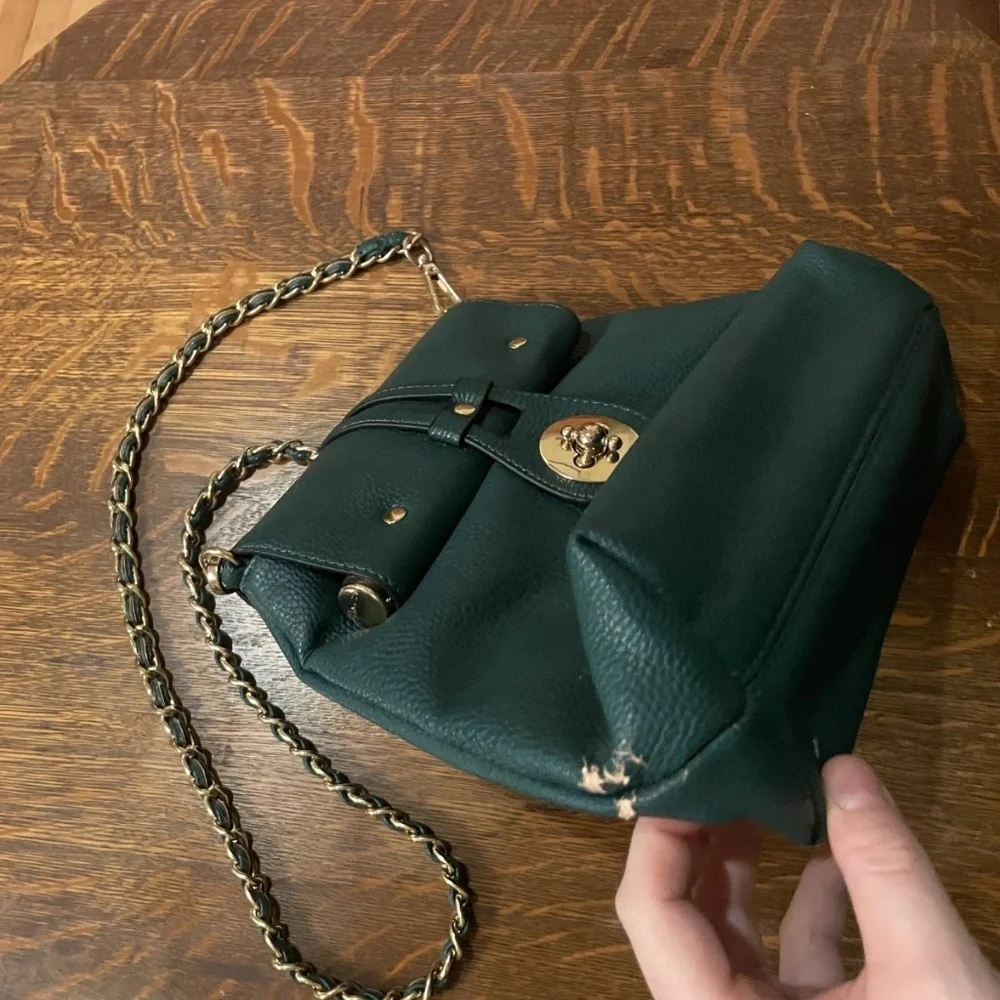 Vintage Crossbody Forest Green Leather Bag - Picture 3 of 8